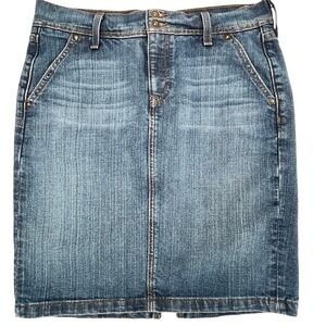 Old Navy Womens Blue Denim Pencil Skirt Mid Wash Knee Length Size 10